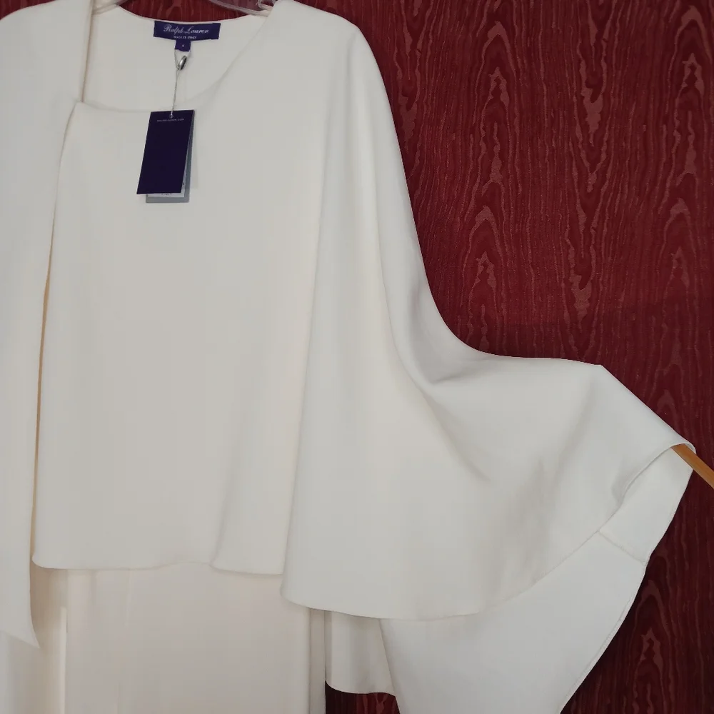 RALPH LAUREN PURPLE LABEL Beige Cape Jumpsuit  Cocktail Dinner Party Women's 6 - Picture 6 of 16